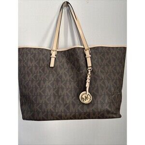 Michael Kors Signature Jet Set East West Buckle Tote SoHo Vegan Large Logo Y2K